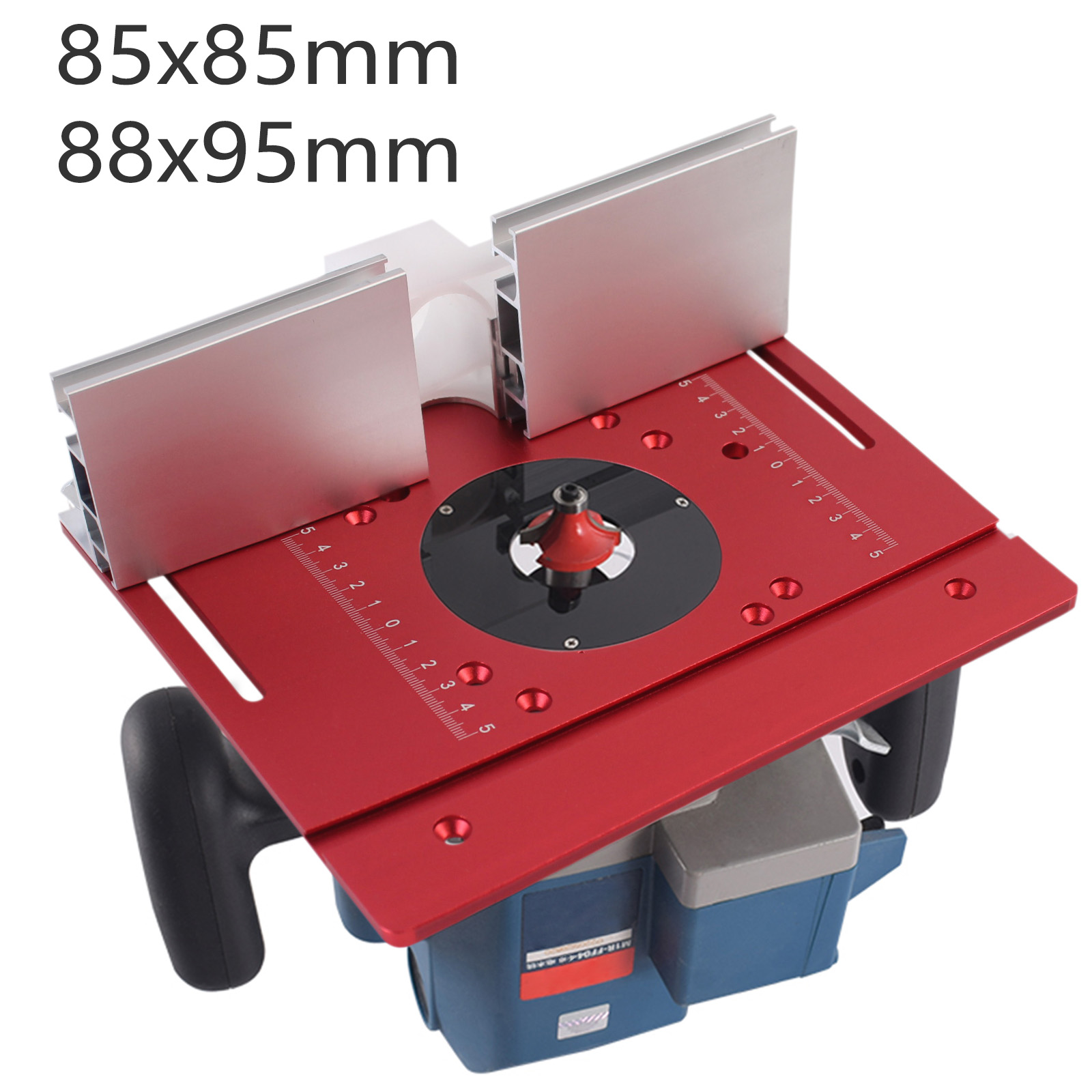 Router Table Insert - 大工ベンチ用の大きなルーターテーブル挿入プレート、アルミニウムプロファイルフェンス、スライディングブラケット、85x85mm、88x95mm