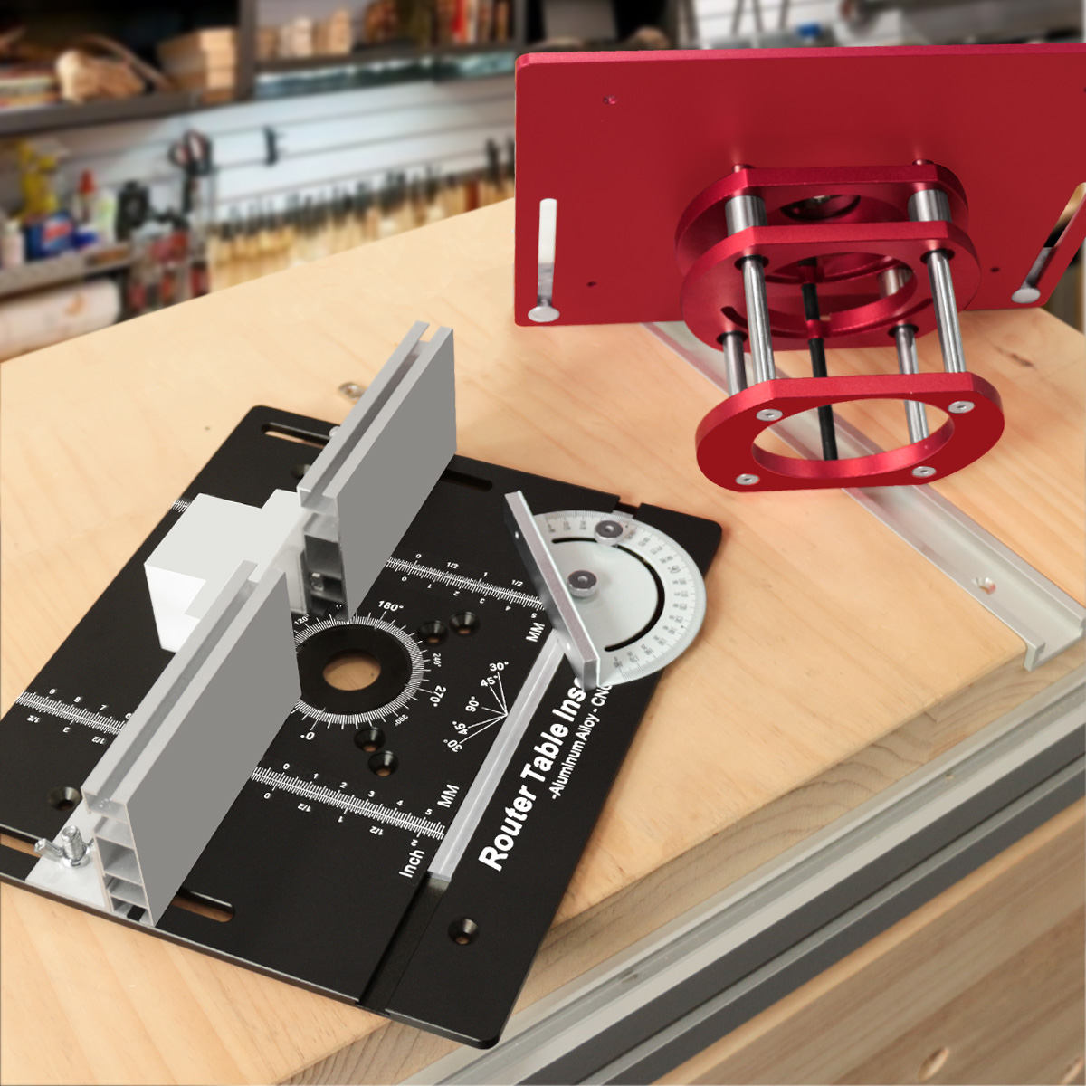Router Table Insert - 新しいルーターテーブルインサートプレートとルーターリフトキット、木工用溝切りトリミング面取り大工用切削アクセサリー