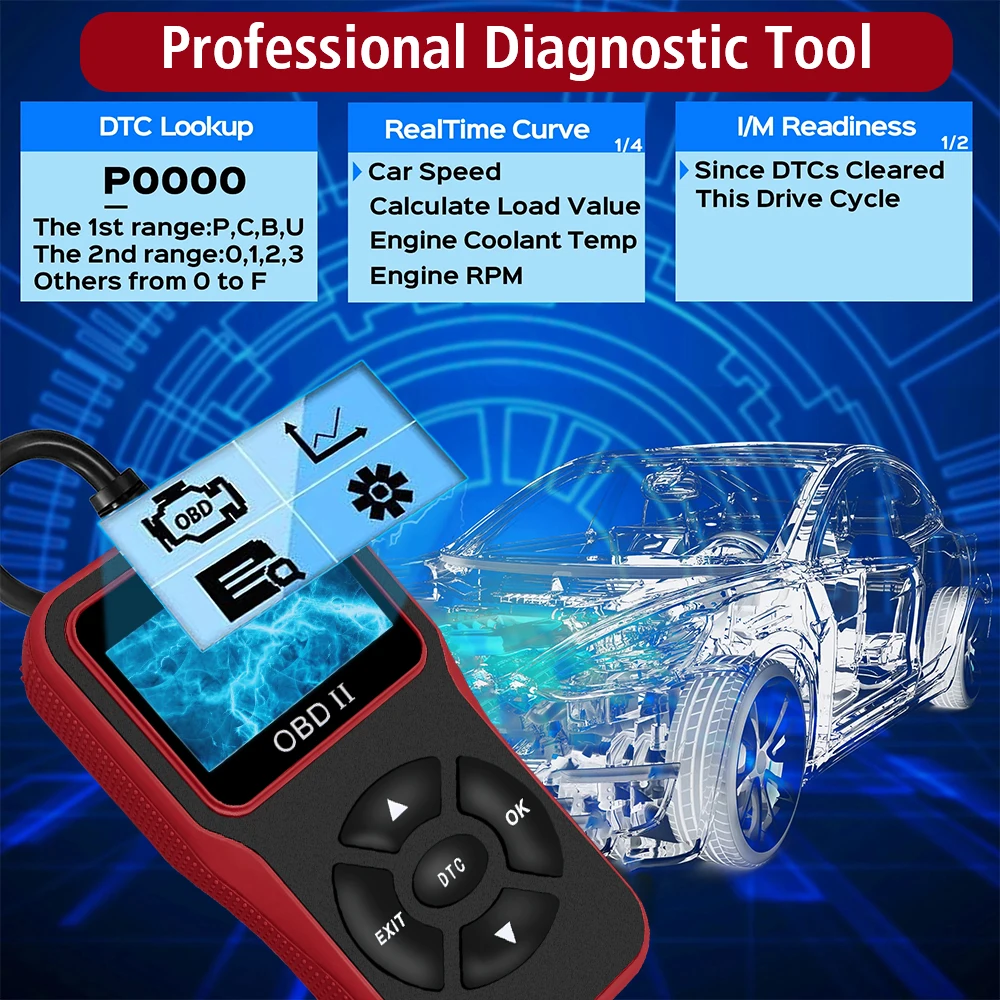 車のスキャナー 12V OBD2 車両用カーアクセサリー部品 - Workshop Tools English のレビューと価格