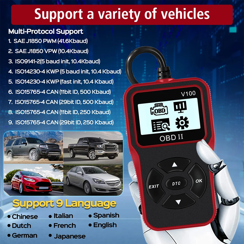 車のスキャナー 12V OBD2 車両用カーアクセサリー部品 - Workshop Tools English のレビューと価格