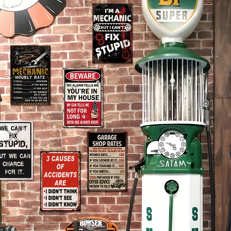 装飾サイン＆プラーク 6個入り ヴィンテージメタルロゴ 男性 - Workshop Tools Logo のレビューと価格