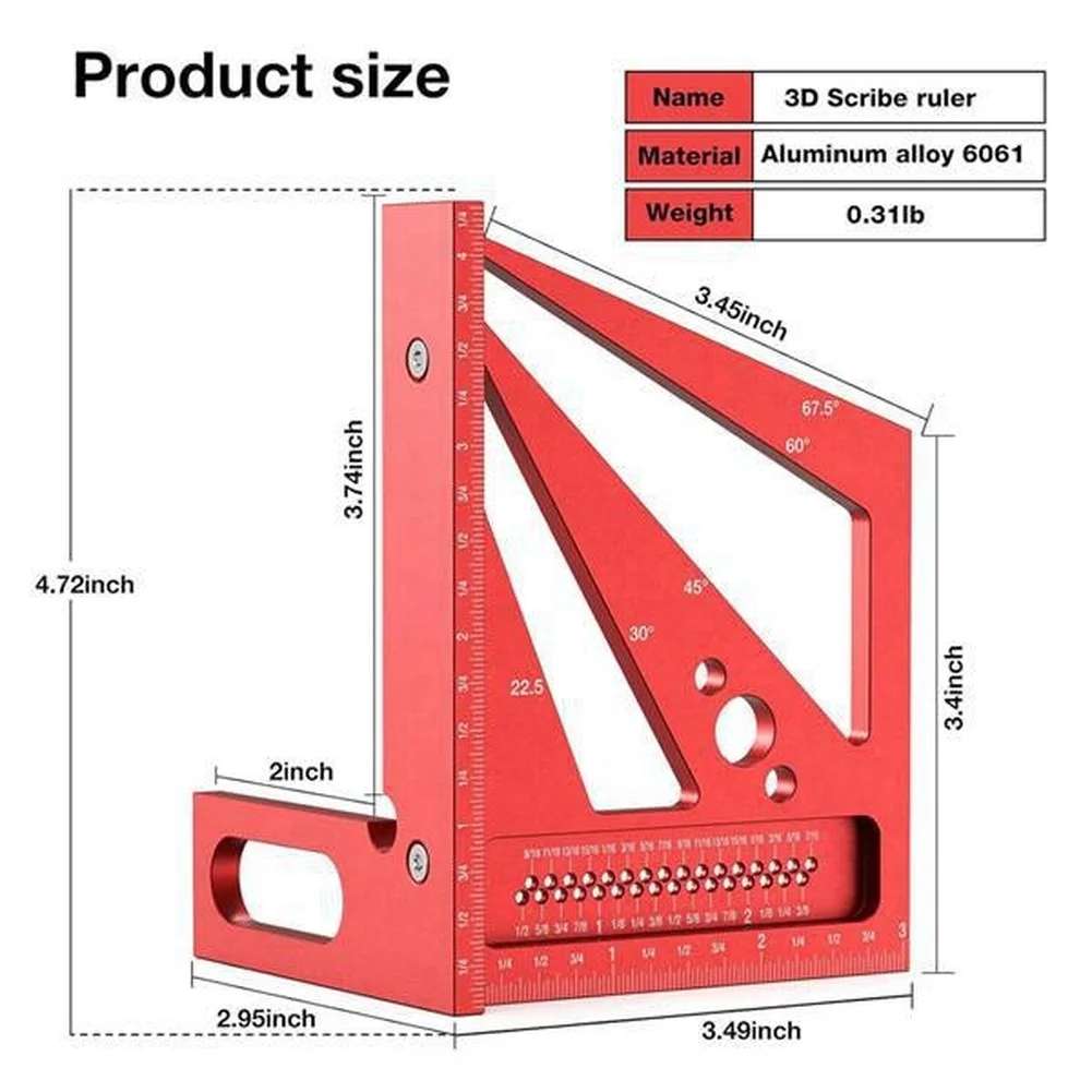 赤色3D多角度測定定規、ワークショップレイアウトマーキング用 - Workshop Marking Tools のレビューと価格